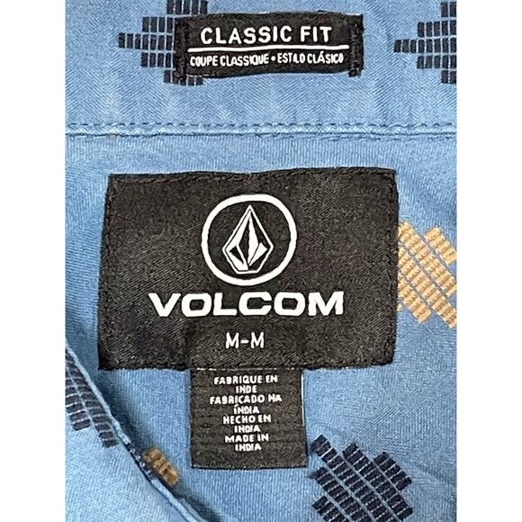 Volcom Men’s Sz Medium Woven Stackstone Classic Fit Blue Short Sleeve Button Up - Picture 8 of 10
